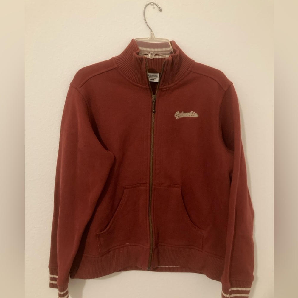 Columbia Brick Red Zip-Up Jacket. Size XL. 77% Cotton and 23% Polyester.